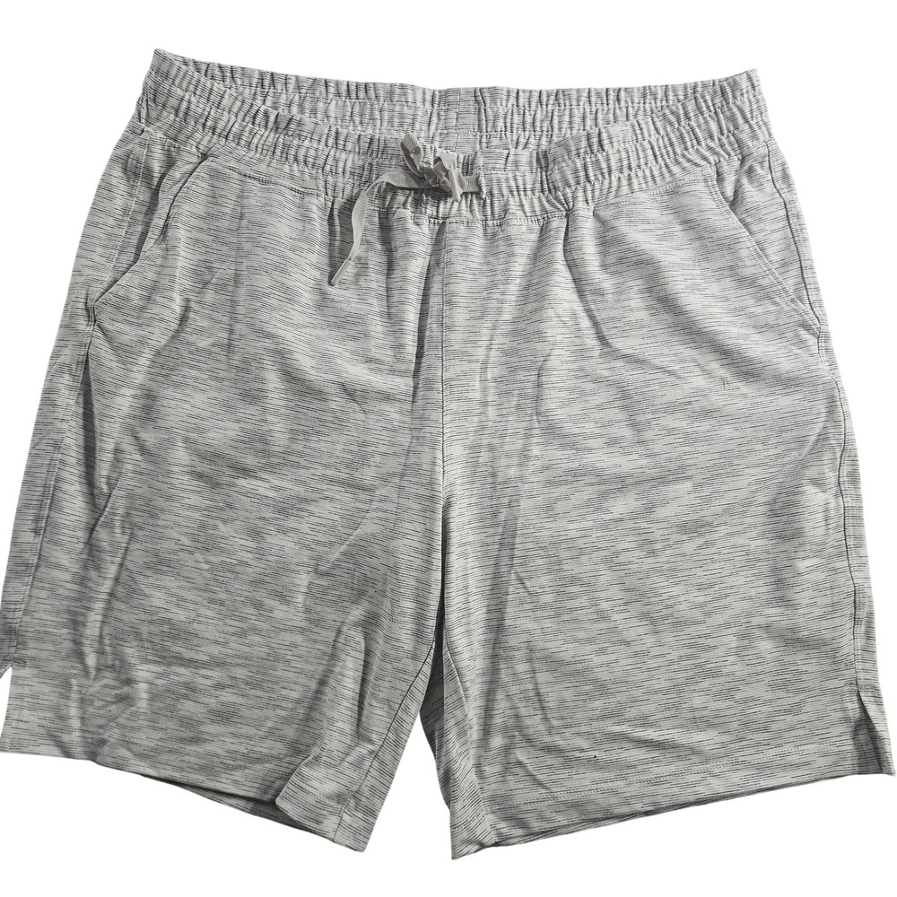 Mondetta Shorts Mens XL Gray Striped Knit Elastic Waist Drawstring Lounge